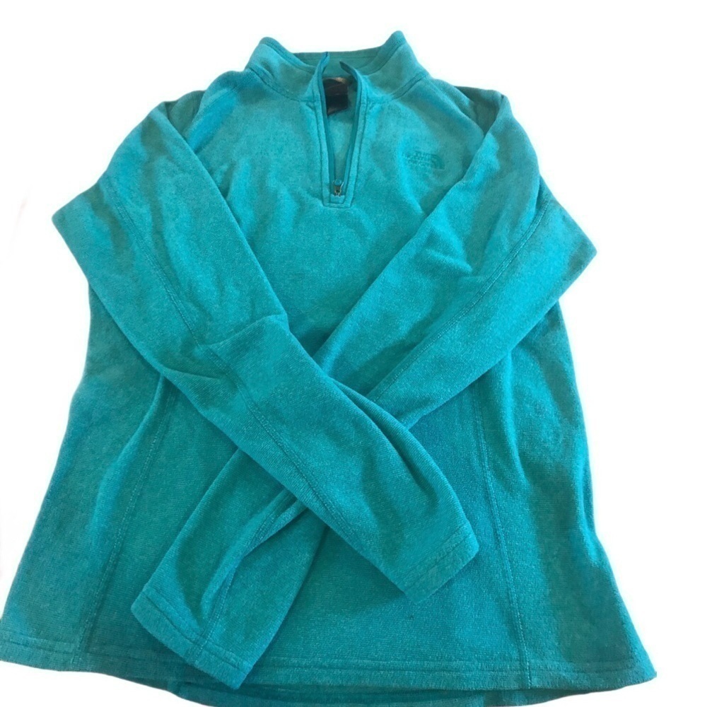 The North Face Fleece 1/4 Zip Pullover Jacket S Teal Soft Fall Winter - Picture 2 of 4